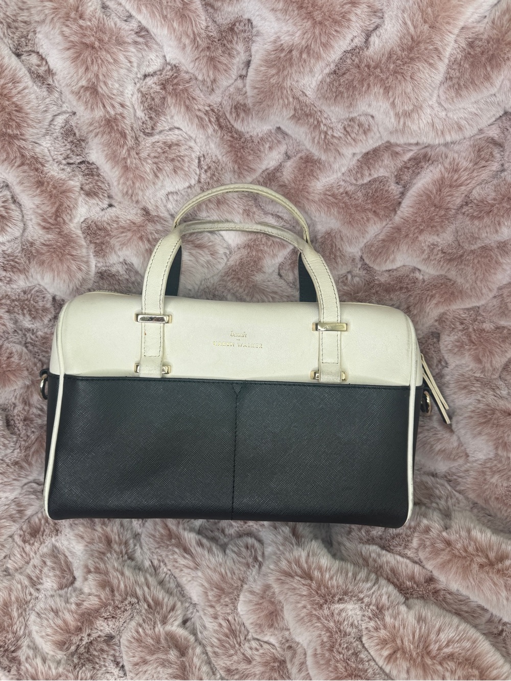 Benah for Karen Walker Black & Cream Leather Satchel